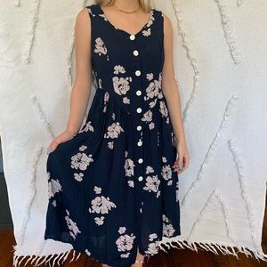 beautiful floral french dress w buttons drop waist
